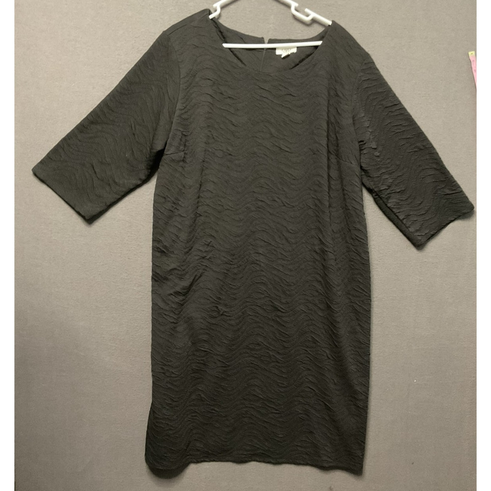 Cato Dress Womens 26W Black Textured Knee Length 3/4 Sleeve Pullover Plus Size